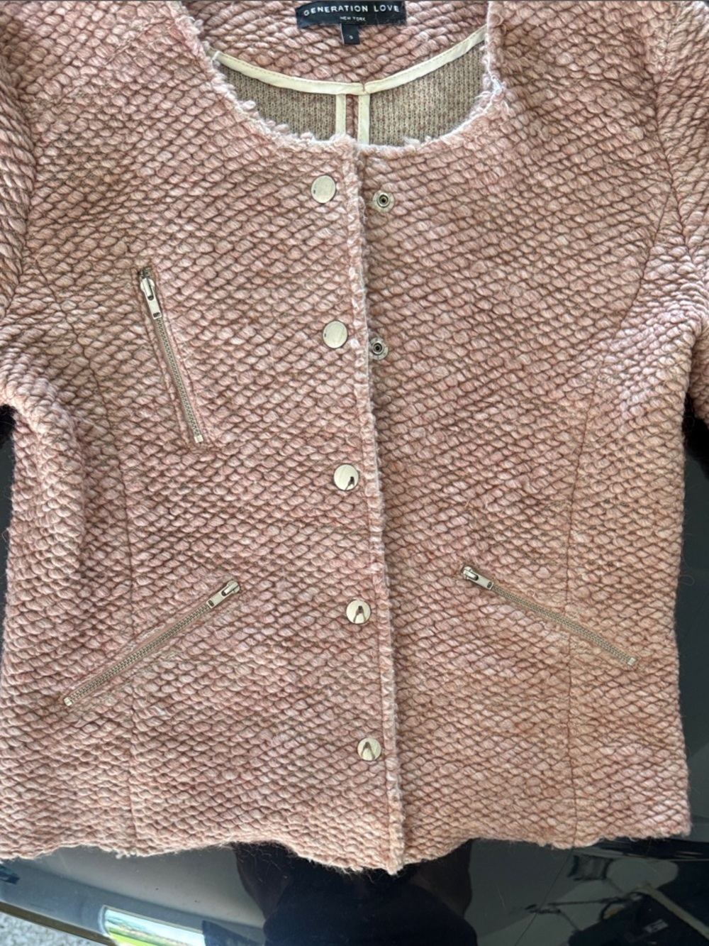 Generation Love Blush Pink Textured Snap Jacket